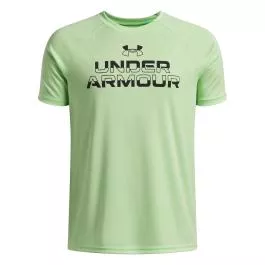 Under Armour Boys' UA Tech™ Split Wordmark SS Tee - Lumos Lime/Black - S