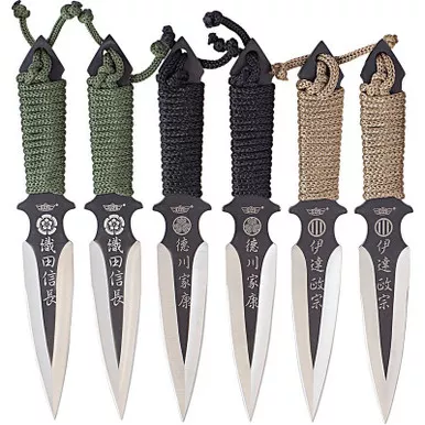 UZI UZK-TRW-006 Throwing Knives VI Set - 6 Straight Edge Stainless Steel Blade, Nylon Wrapped Handle