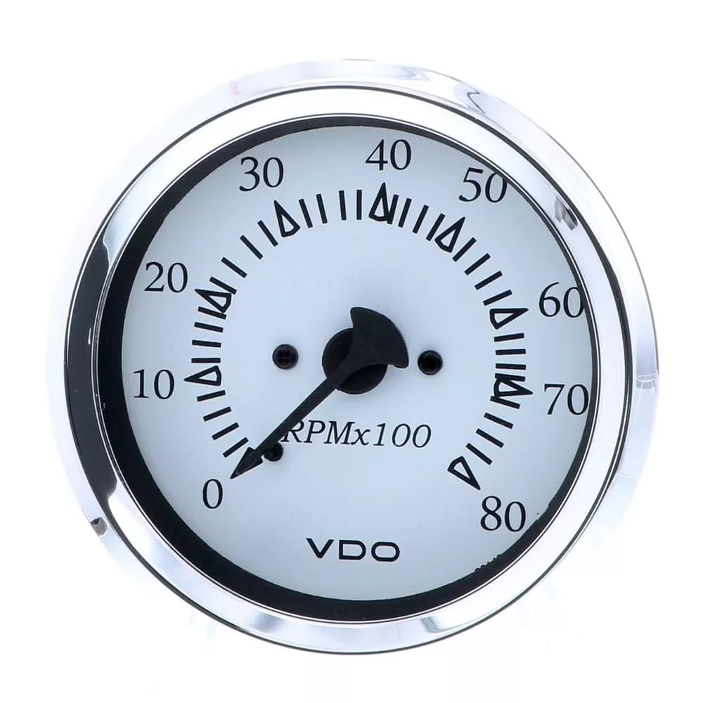 VDO Cockpit Marine 85MM (3-3/8") Outboard Tachometer - White Dial/Chrome Bezel333-15275 - 333-15275