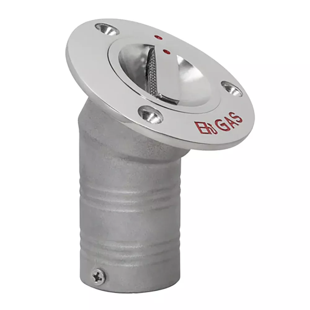 Whitecap Gas Deck Fill w/Vent – 30 Degree Angle – Fits 1-1/2″ Hose [6123AEPAWV]