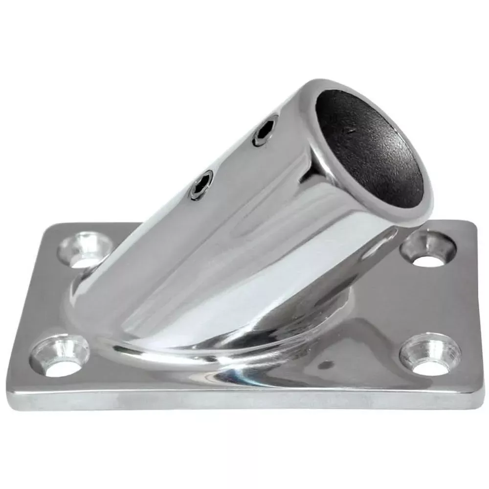 Whitecap" O.D. 45ø Rectangle Base SS Rail Fitting - 6015C