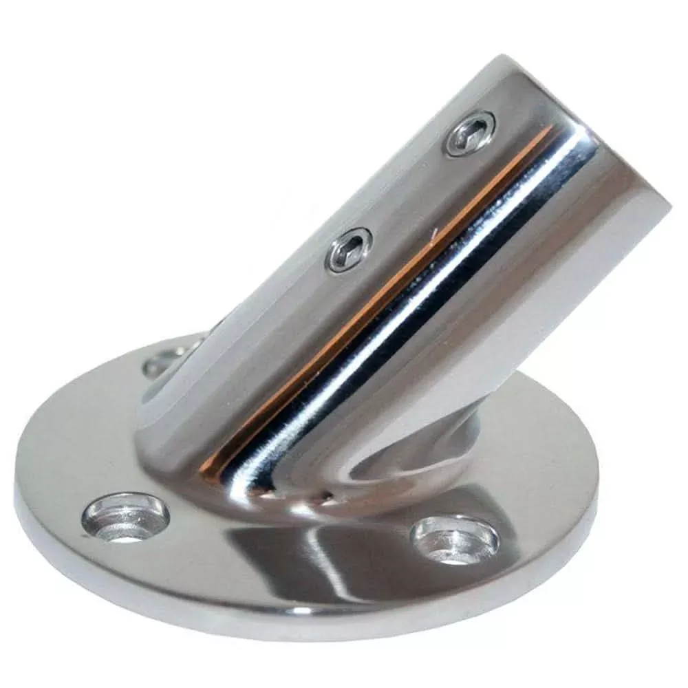 Whitecap" O.D. 45ø Round Base SS Rail Fitting - 6014C