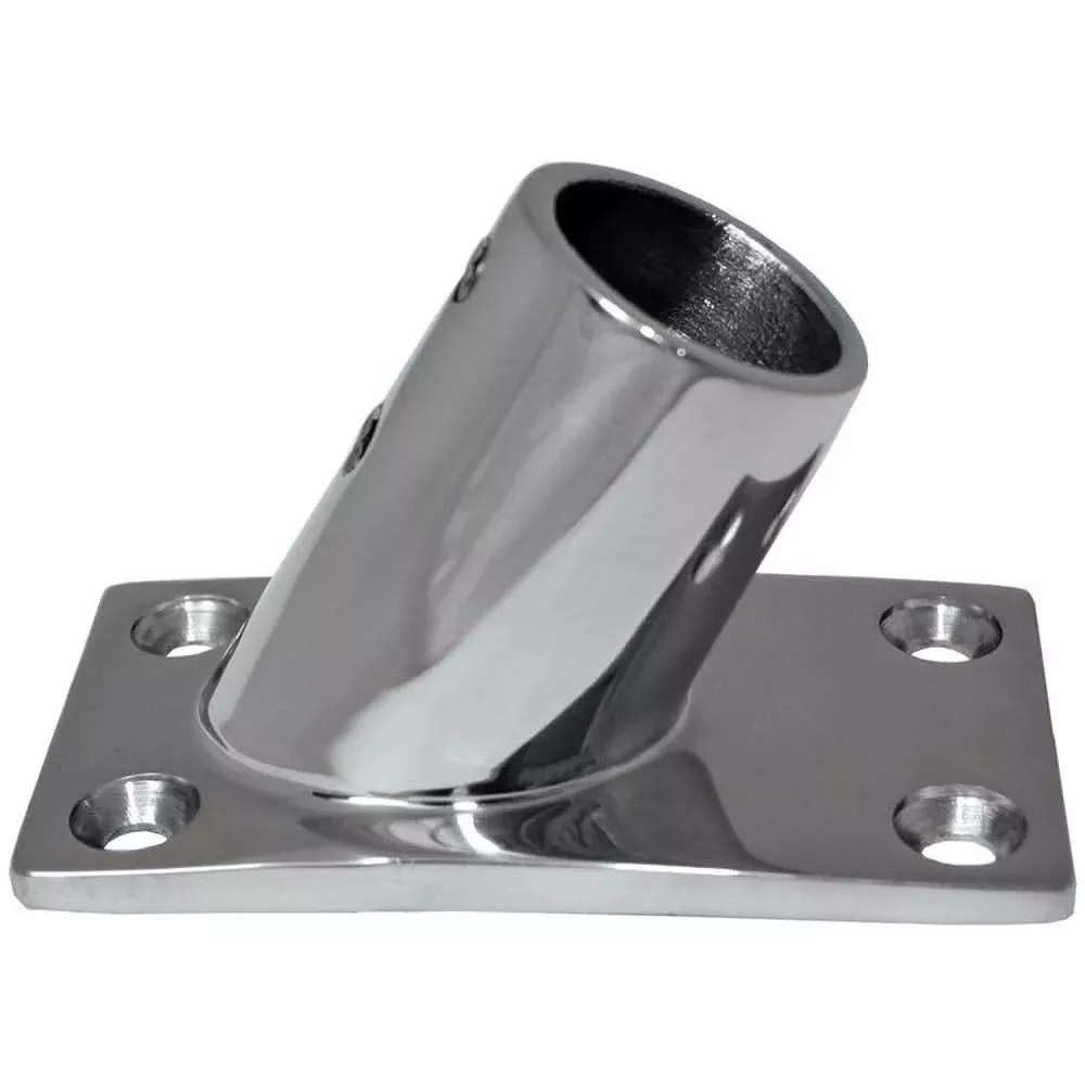 Whitecap" O.D. 60ø Rectangle Base SS Rail Fitting - 6042C