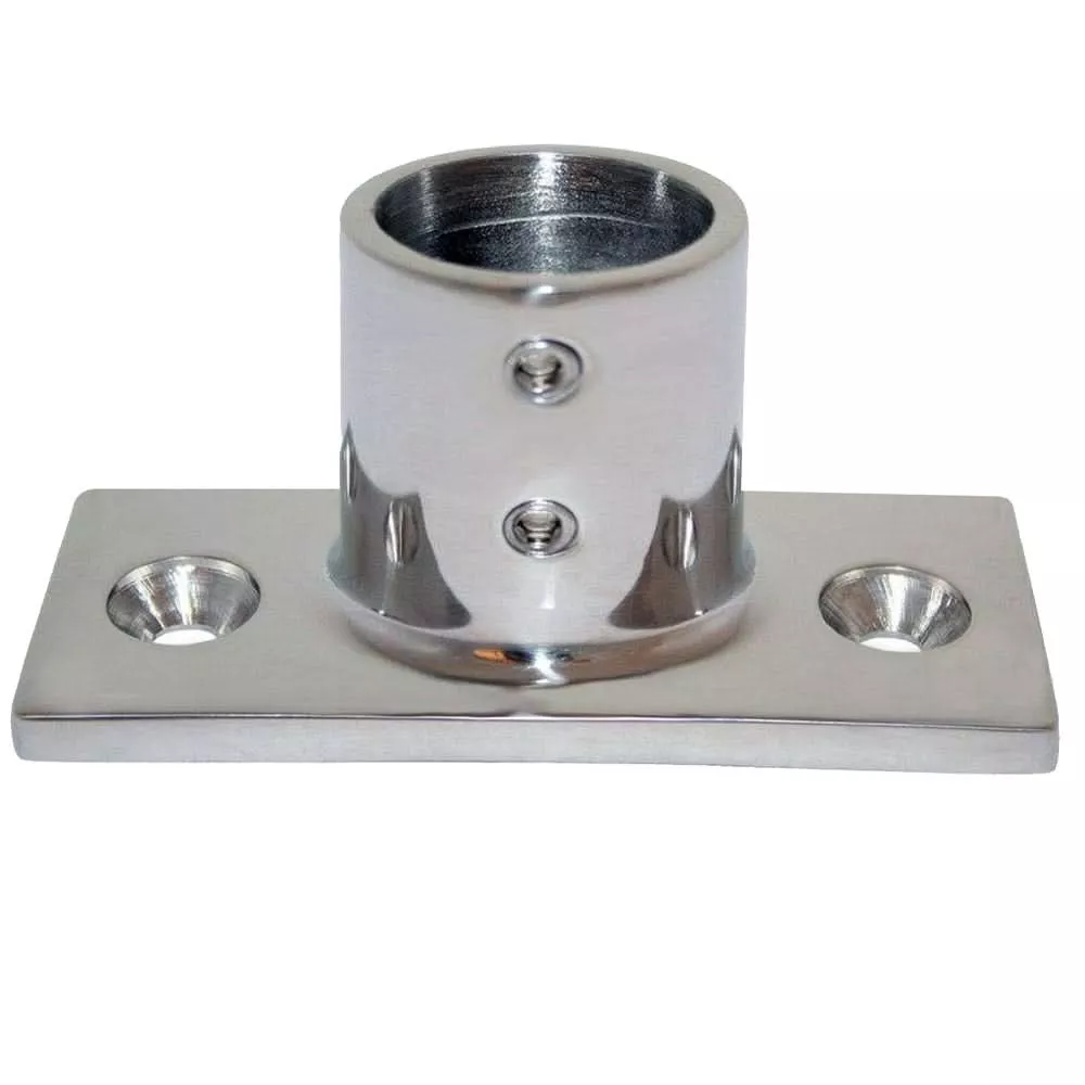 Whitecap" O.D. 90ø 2-Hole Rectangle Base SS Rail Fitting - 6194