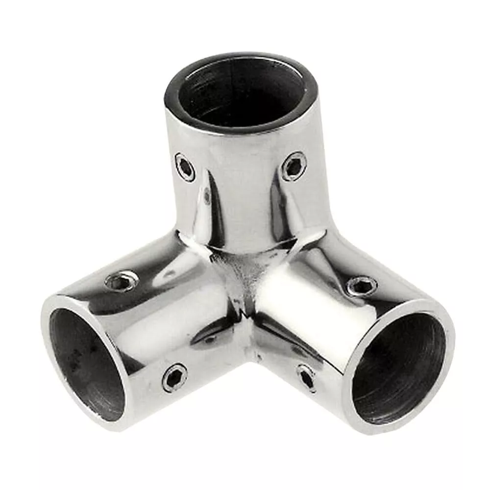 Whitecap" O.D. SS 3-Way Corner Fitting - 6046C