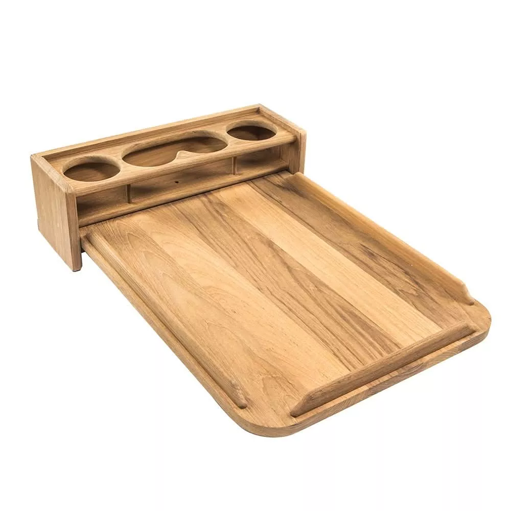 Whitecap Teak Drinkholder with Removable Cockpit Table Top - Holds 4 Glasses - 61394