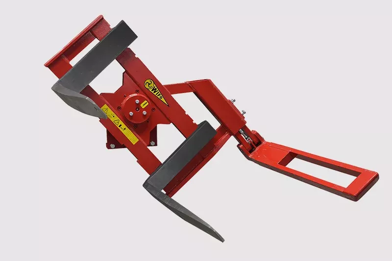 Wifo Equipment Rotating Pallet Fork | Model K53A-O/GE/Hose | Folding Side Arm 48″ Long | Capacity 5500 LBS | For Tractor