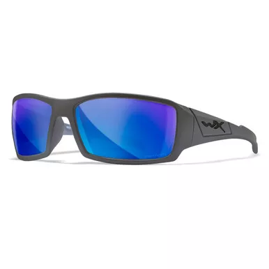 WILEY X EYEWEAR Twisted Sunglasses with Matte Grey Frame and Captivate Polarized Blue Mirror Lens (SSTWI09)