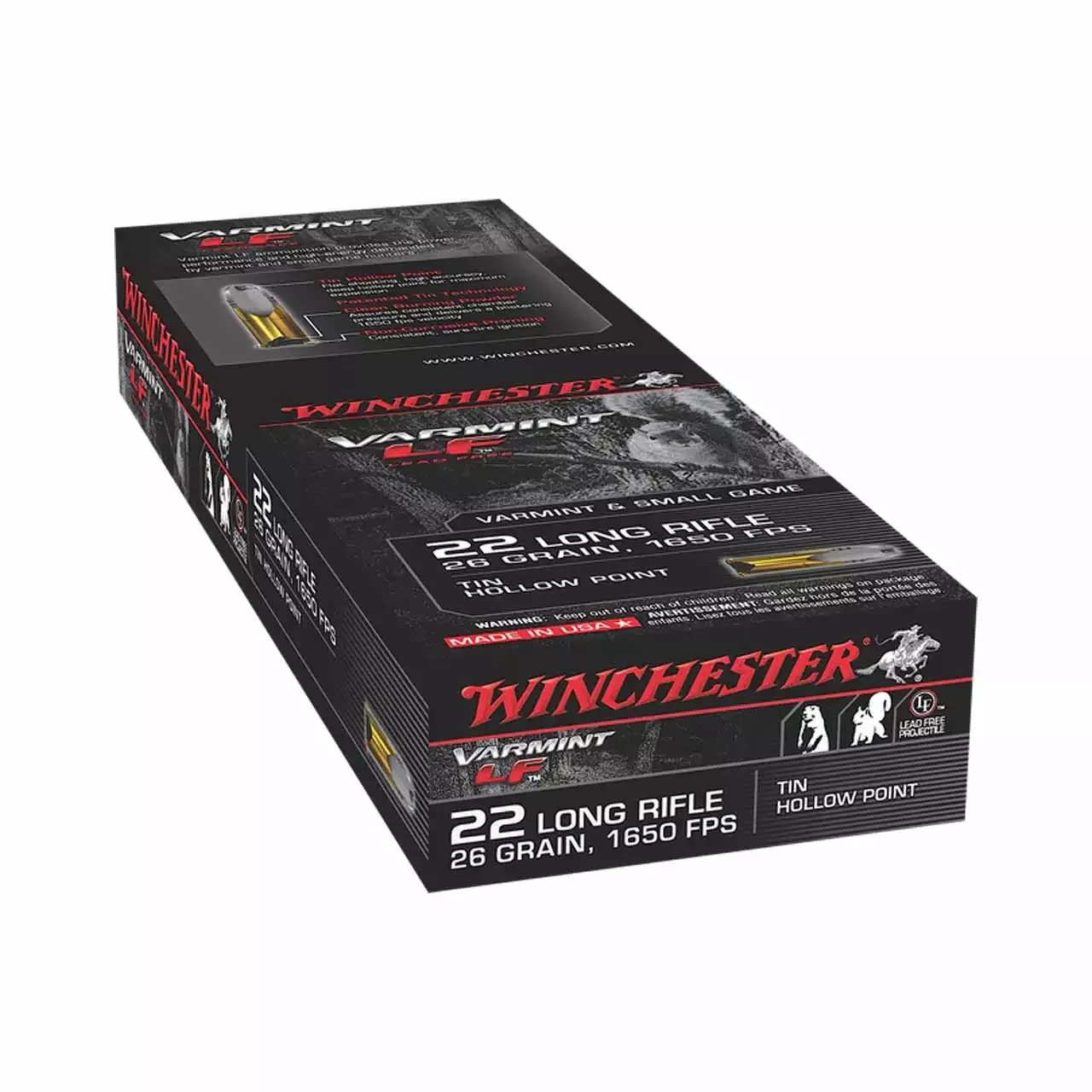 Winchester 22LR Varmint 26gr HP 50rd - Box