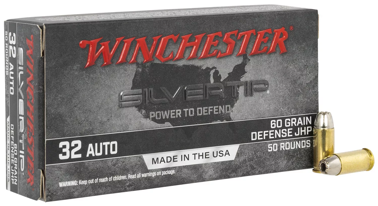 Winchester 32 Auto 60gr JHP Silvertip 50/Box