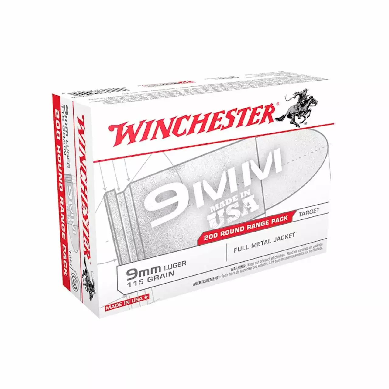 Winchester 9mm 115gr FMJ 200rd-Box