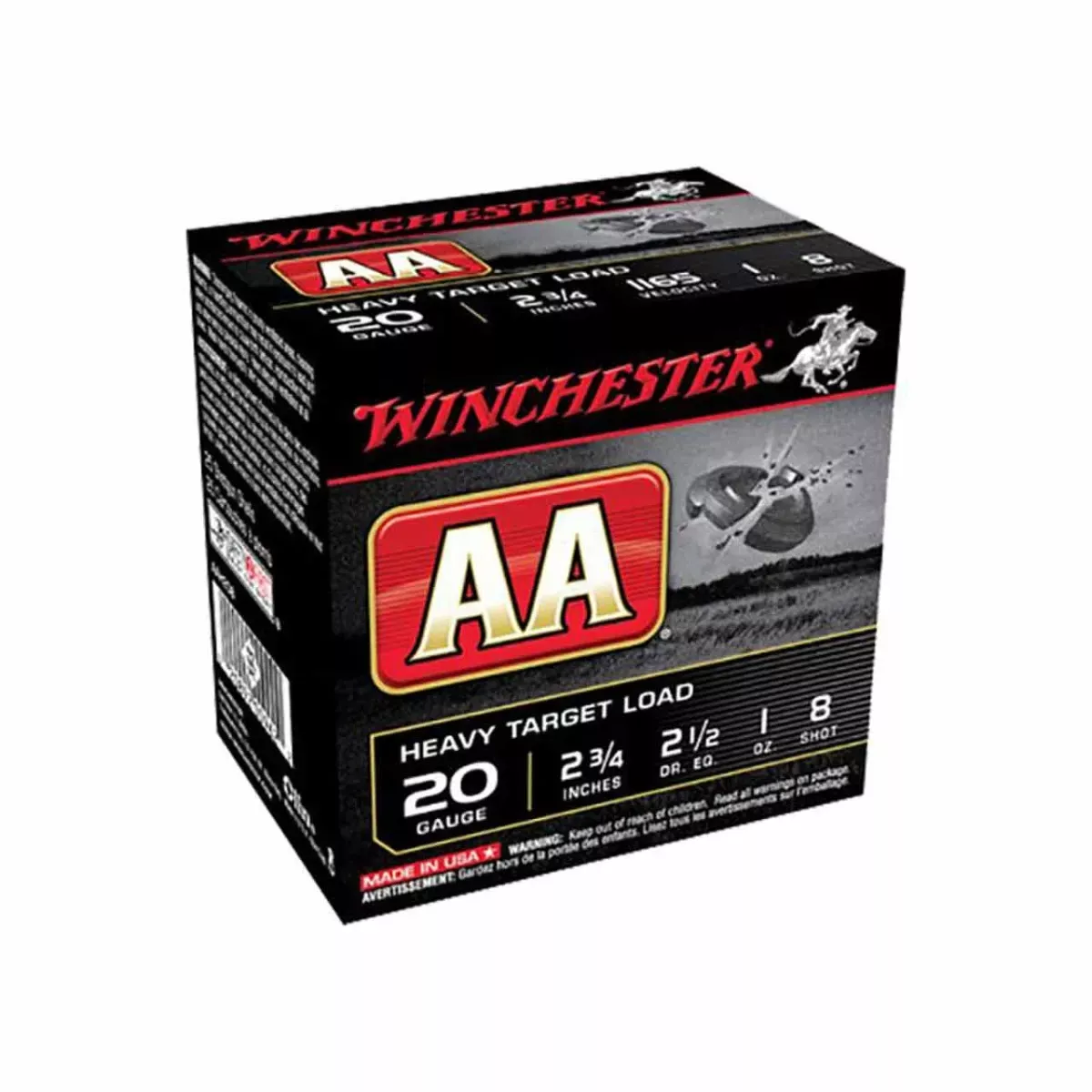 Winchester AA Heavy Target 20ga 2-3/4″ 1oz #8 25rd