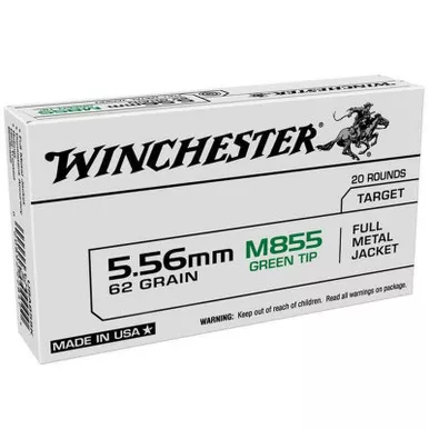 Winchester M855 5.56 62GR Green Tip Full Metal Jacket 20 Rounds