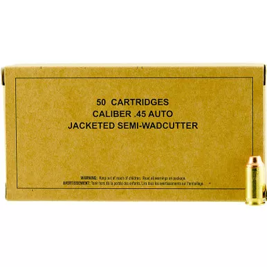 Winchester Service Grade .45 ACP 185 Grain Jacketed SWC 50 Rounds