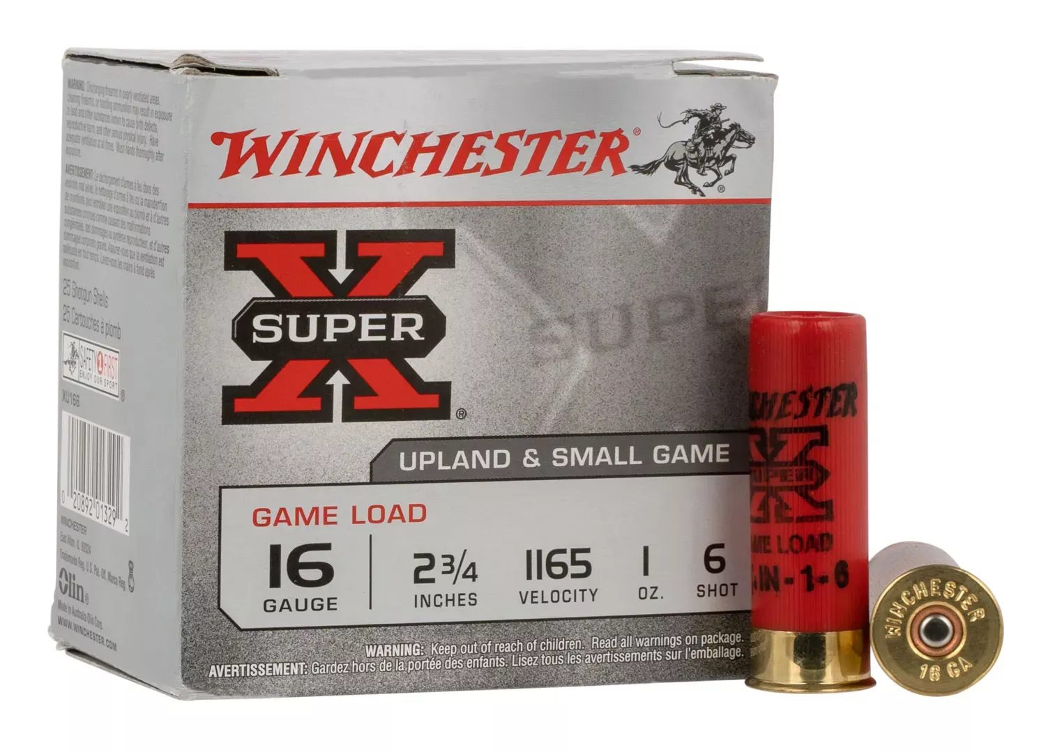 Winchester Super-X Game Load 16 GA 2-3/4″ 1.0 oz #6 Lead Shot 25 Shells Per Box
