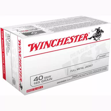 Winchester USA .40 S&W FMJ 165GR 100 Rounds