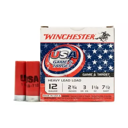 Winchester USA Game & Target 12 GA 2.75″ #7.5 Shot 25/Box