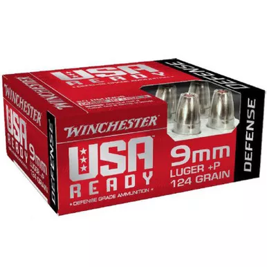 Winchester USA Ready Defense 9mm Luger +P Ammunition 124 Grain JHP 20 Rounds