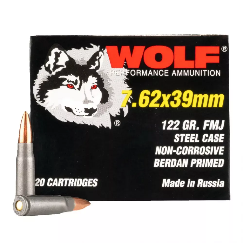 Wolf 7.62 x 39MM 122 Gr. FMJ 20/Box