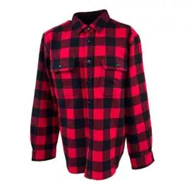 Woolly Men's Classic Washable Wool Shirt - 9.75 oz Regular Fit - Red/Black Check - L