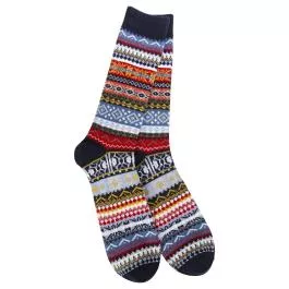 World's Softest Men's Holiday Studio Crew Socks - Navy Multi