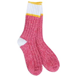 World's Softest Socks Weekend Ragg Color Block Crew Socks - Pink/Blue/Orange