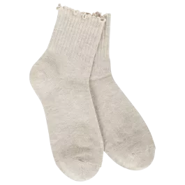 World's Softest Weekend Quarter Ruffle Socks - Heather Oatmeal