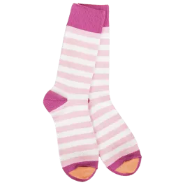 World's Softest Weekend True Stripe Crew Socks - Wild Strawberry