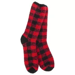 World's Softest Women's Fireside Cozy Crew Socks - Red/Black