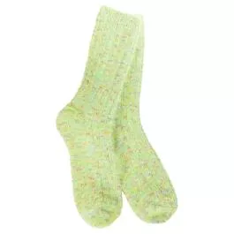 World's Softest Women's Ragg Feather Crew Socks - Lemon Lime
