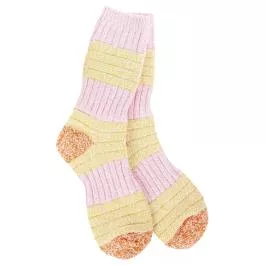 World's Softest Women's Weekend Patch Crew Socks - Pink/Honey