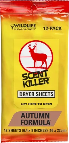 Wrc Dryer Sheets Scent Killer – Autumn Formula 12-pack
