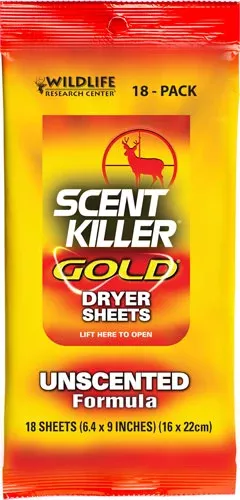 Wrc Dryer Sheets Scent Killer – Gold Unscented 18-pack