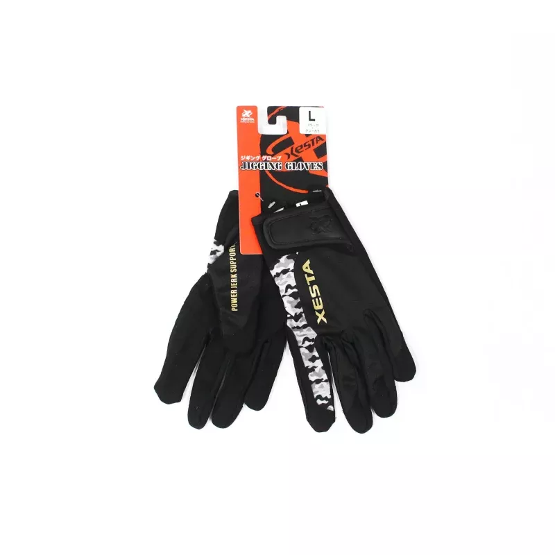 Xesta Jigging Gloves Size L Black Gray Camo (1836)