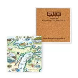 Xplorer Maps Ceramic Coaster - Michigan