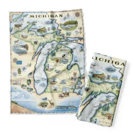 Xplorer Maps Dish Towel - Michigan