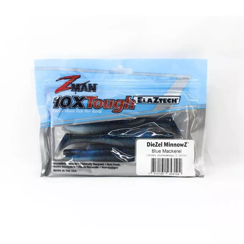 Zman Soft Lure Diezel MinnowZ 5 Inch 4/Pack Blue Mackerel (3104)