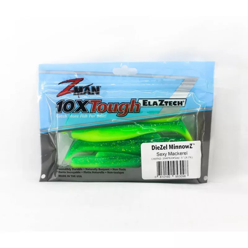 Zman Soft Lure Diezel MinnowZ 5 Inch 4/Pack Sexy Mackerel (3098)