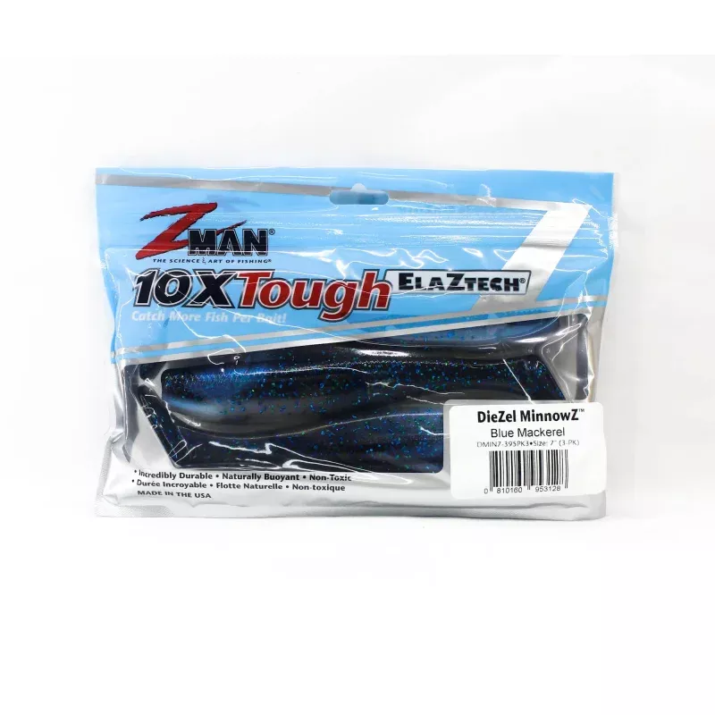 Zman Soft Lure Diezel MinnowZ 7 Inch 3/Pack Blue Mackerel (3128)