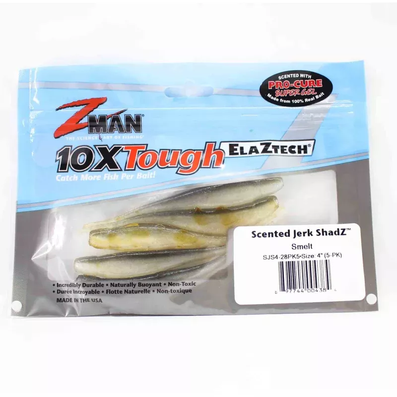 Zman Soft Lure Jerk ShadZ 4 Inch 5/Pack Smelt (4384)