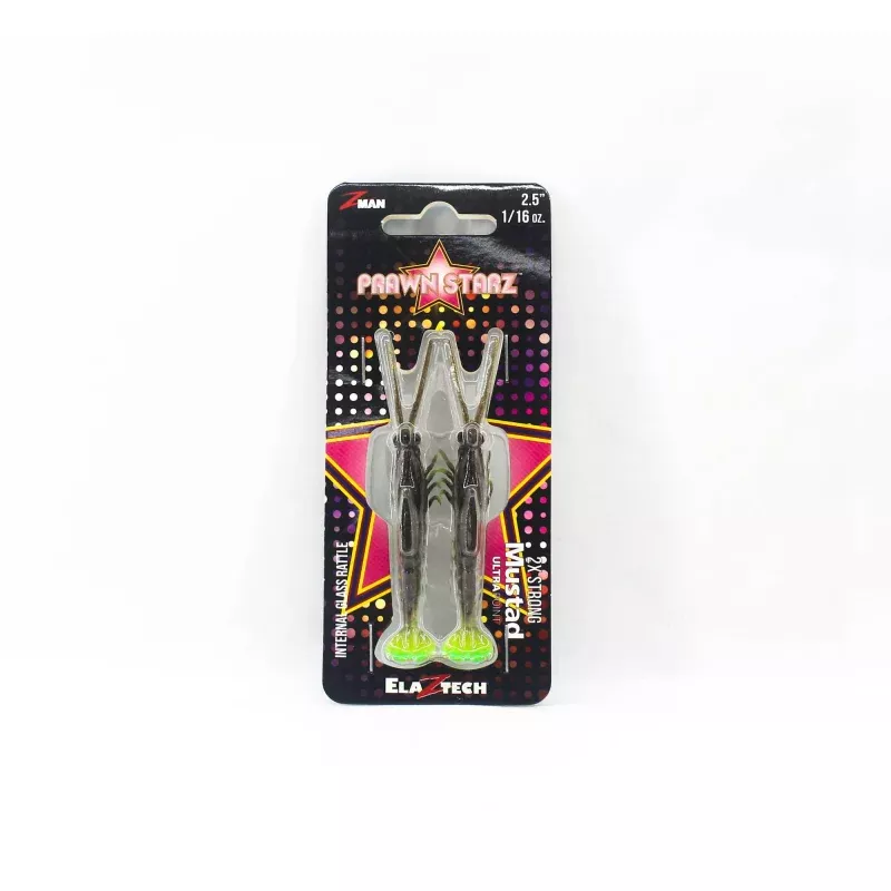 Zman Soft Lure PrawnstarZ 2.5 Inch 2/Pack Rootbeer Chartreuse (2596)