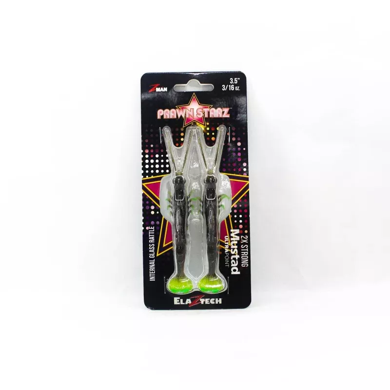 Zman Soft Lure PrawnstarZ 3.5 Inch 2/Pack Rootbeer Chartreuse (9156)