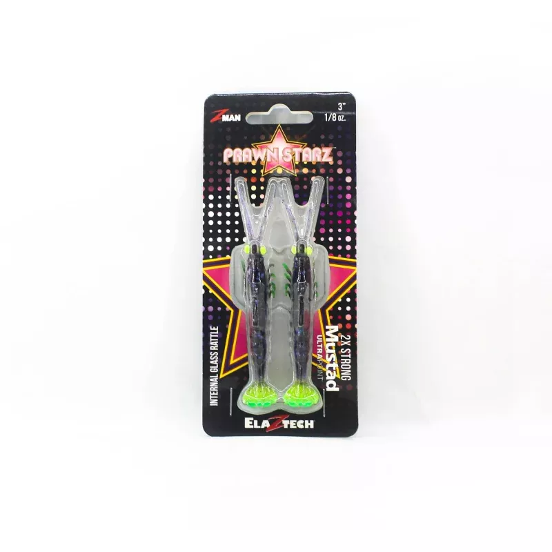 Zman Soft Lure PrawnstarZ 3 Inch 2/Pack Plum Chartreuse (2657)
