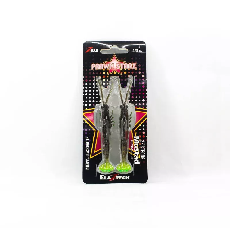 Zman Soft Lure PrawnstarZ 3 Inch 2/Pack Rootbeer Chartreuse (2718)